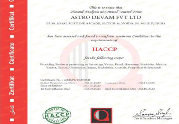 The HACCP Certificate Of Astrodevam The HACCP Certificate Of Astrodevam